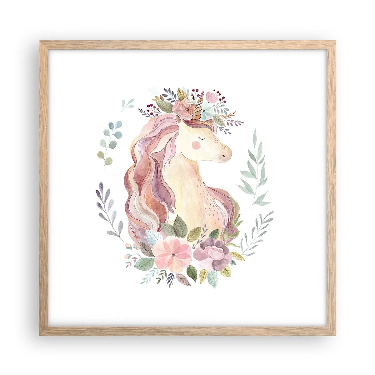 Poster în ramă de stejar deschis - O invitație în lumea basmelor - 50x50 cm