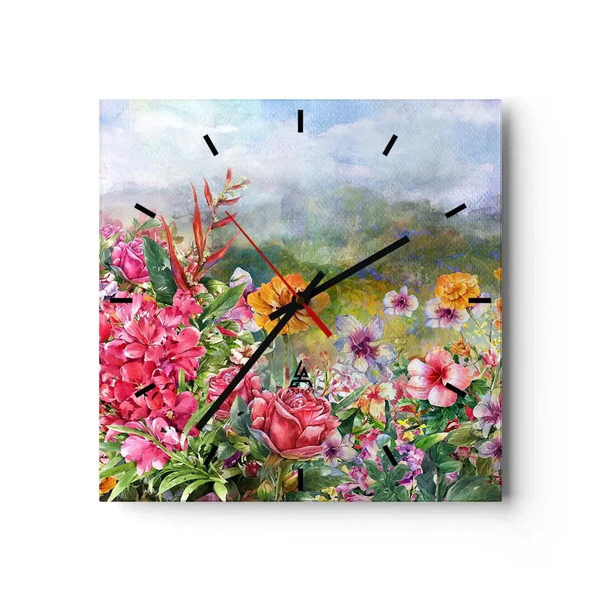 Ceas de perete - Ceas pe sticlă - O grădină înnebunită - 40x40 cm