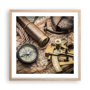 Poster în ramă de stejar deschis - Stabilește cursul - 50x50 cm