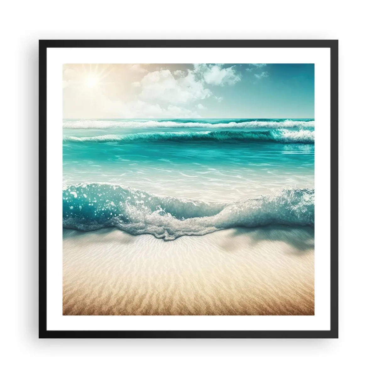 Poster în ramă neagră - Calmul oceanului - 60x60 cm