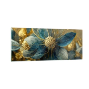 Tablou pe sticlă - Floare cu aur - 100x40 cm