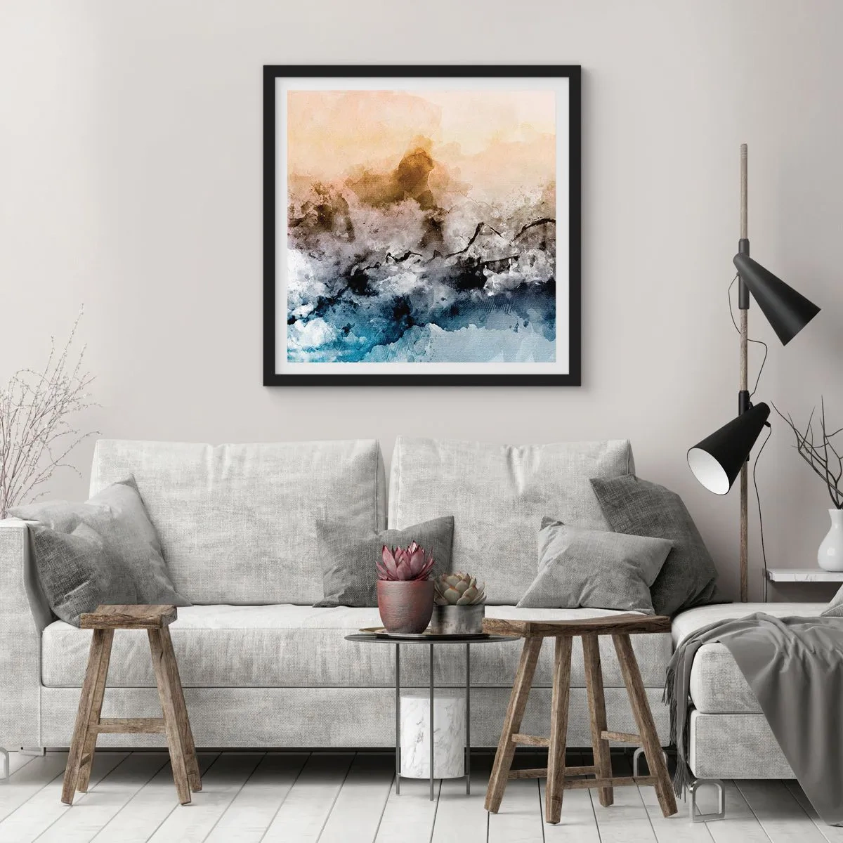 Poster în ramă neagră - Scufundate într-un vârtej de ceață - 40x40 cm
