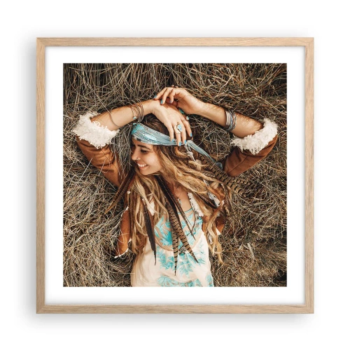 Poster în ramă de stejar deschis - În drum spre vara iubirii - 50x50 cm