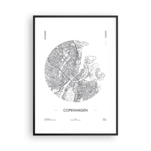 Poster în ramă neagră - Anatomia Copenhagăi - 70x100 cm