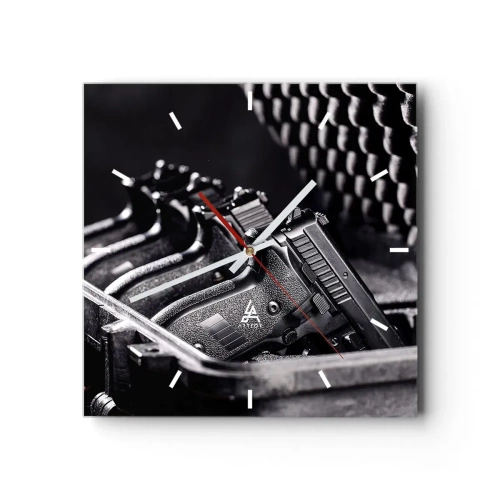 Ceas de perete - Ceas pe sticlă - Sport masculin - 30x30 cm