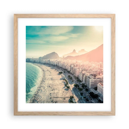 Poster în ramă de stejar deschis - Vacanță perpetuă în Rio - 40x40 cm