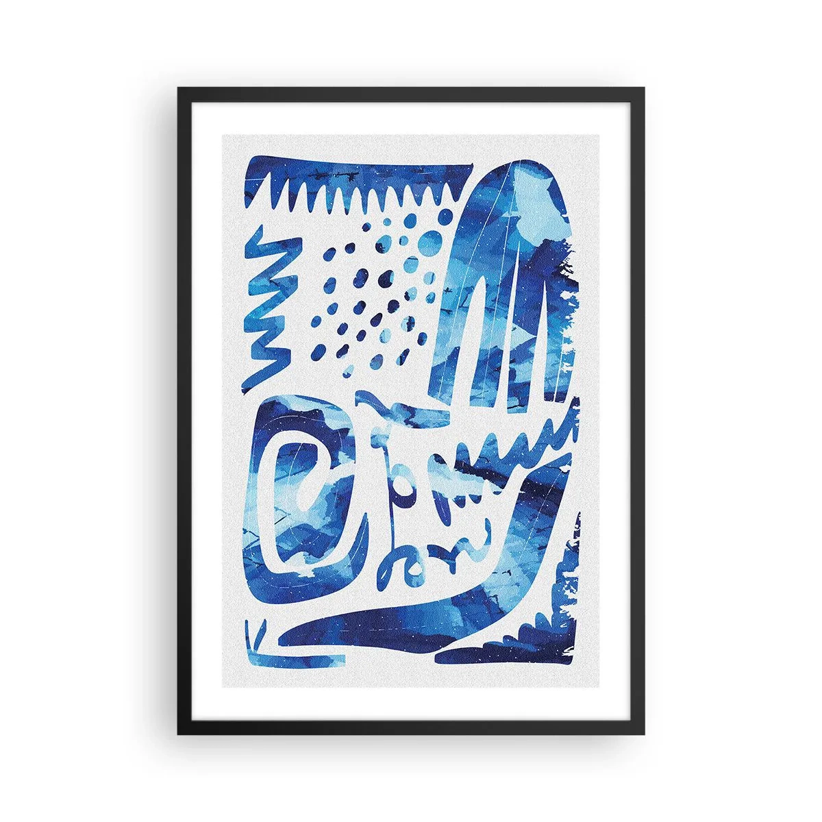 Poster în ramă neagră - Abstracție modernă în nuanțe de albastru - 50x70cm - Înapoi la rădăcini - Decorațiune modernă pentru perete pentru living și dormitor ARTTOR