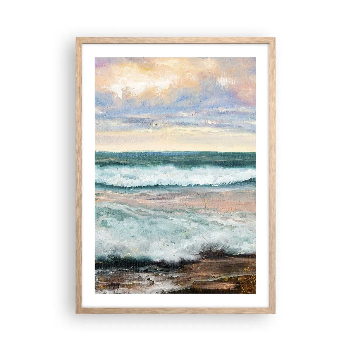 Poster în ramă de stejar deschis - Aici îți vei alina sufletul - 50x70 cm