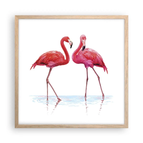 Poster în ramă de stejar deschis - Pink randez-vous - 50x50 cm