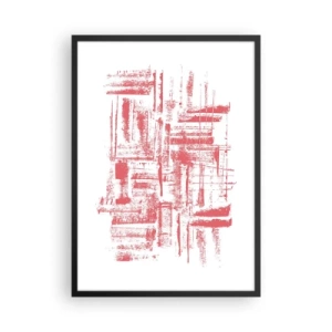 Poster în ramă neagră - Linii geometrice roșii pe fundal alb - 50x70cm - Orașul roșu - Decorațiune modernă pentru perete pentru living și dormitor ARTTOR