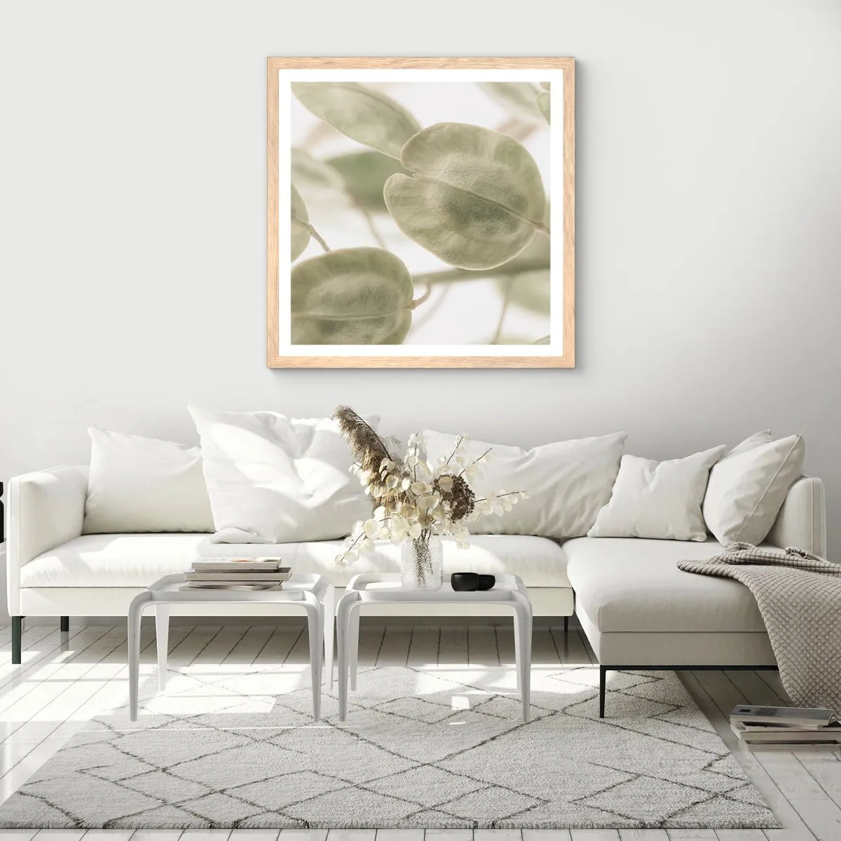 Poster în ramă de stejar deschis - La început au fost frunzele... - 40x40 cm