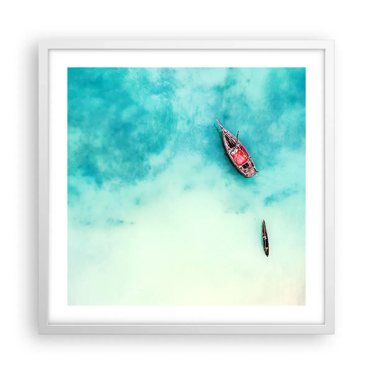 Poster în ramă albă - Pe plajele din Zanzibar, când apele în exces... - 50x50 cm