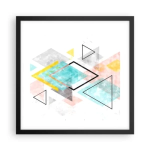 Poster în ramă neagră - Joc geometric - 40x40 cm