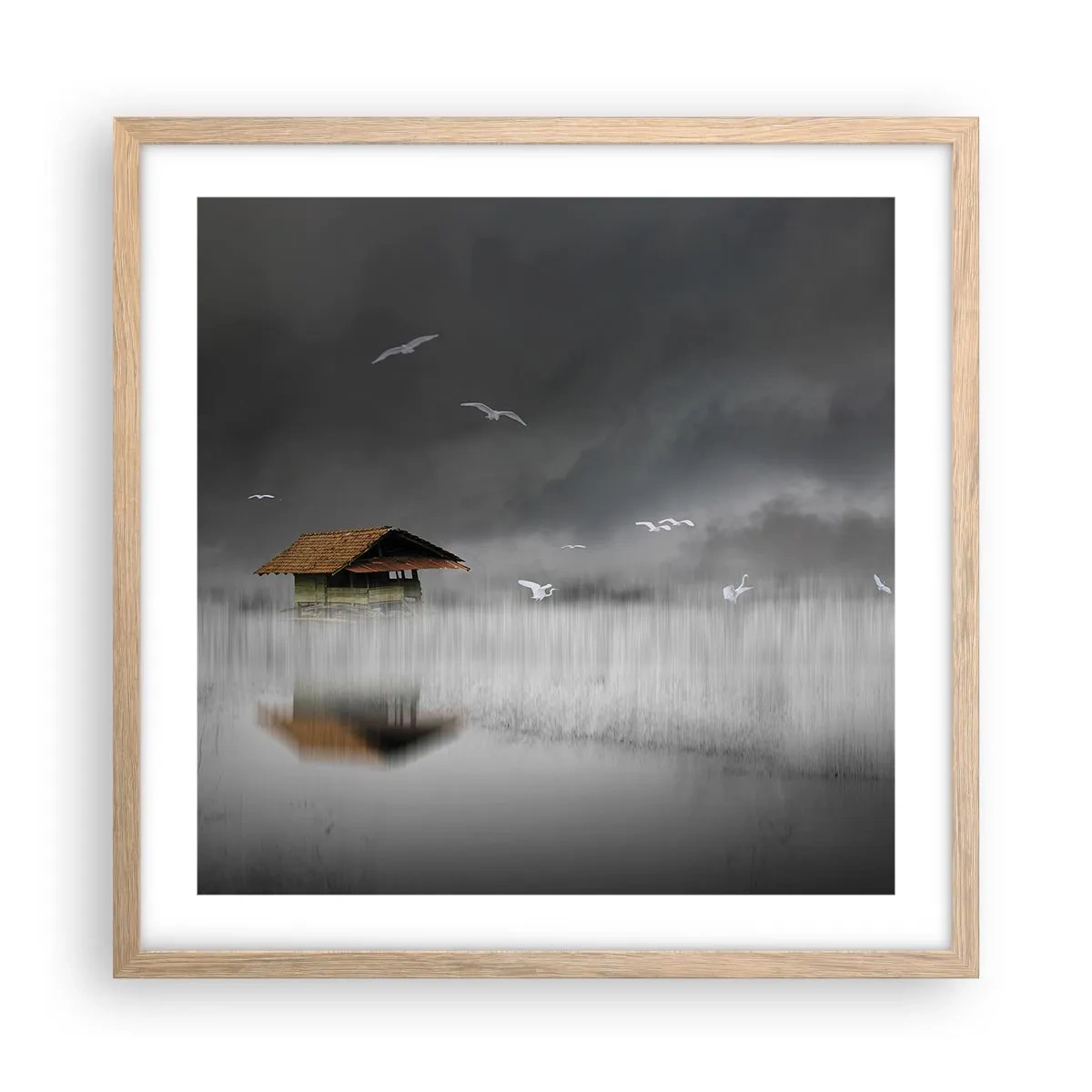 Poster în ramă de stejar deschis - Adăpost de ploaie - 50x50 cm