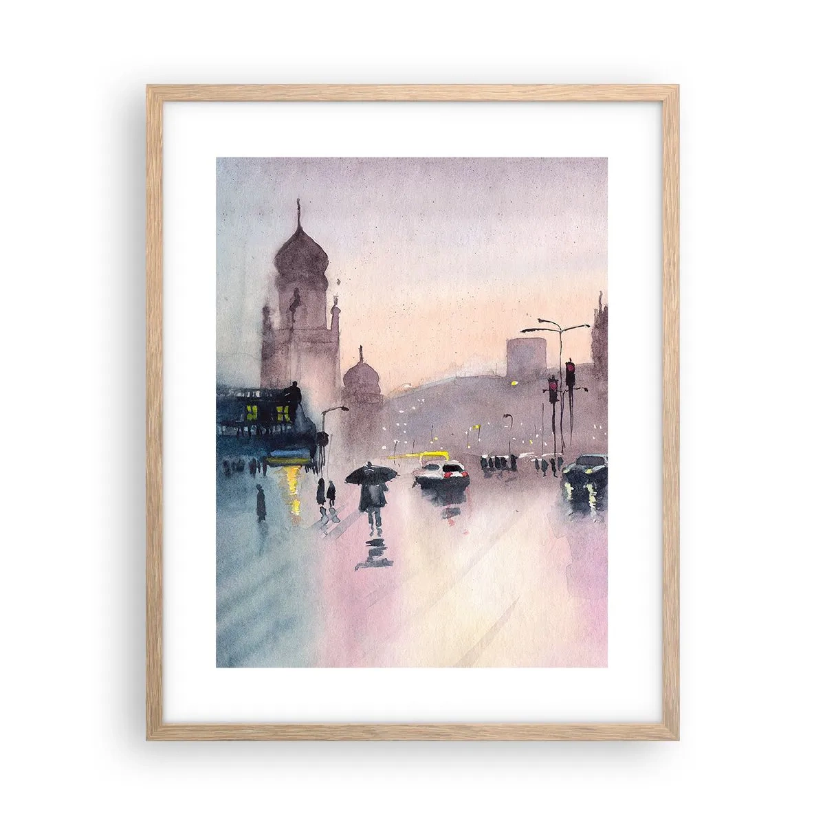 Poster în ramă de stejar deschis - Într-o ceață ploioasă - 40x50 cm