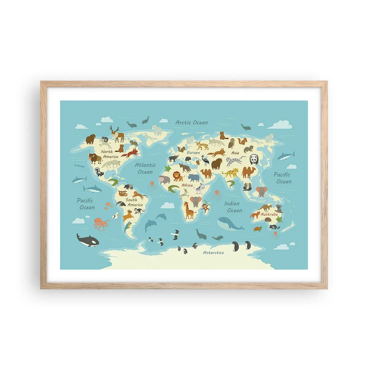 Poster în ramă de stejar deschis - Vecini buni - 70x50 cm