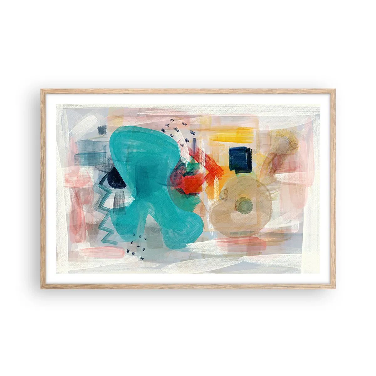 Poster în ramă de stejar deschis - Joc plin de culoare - 91x61 cm