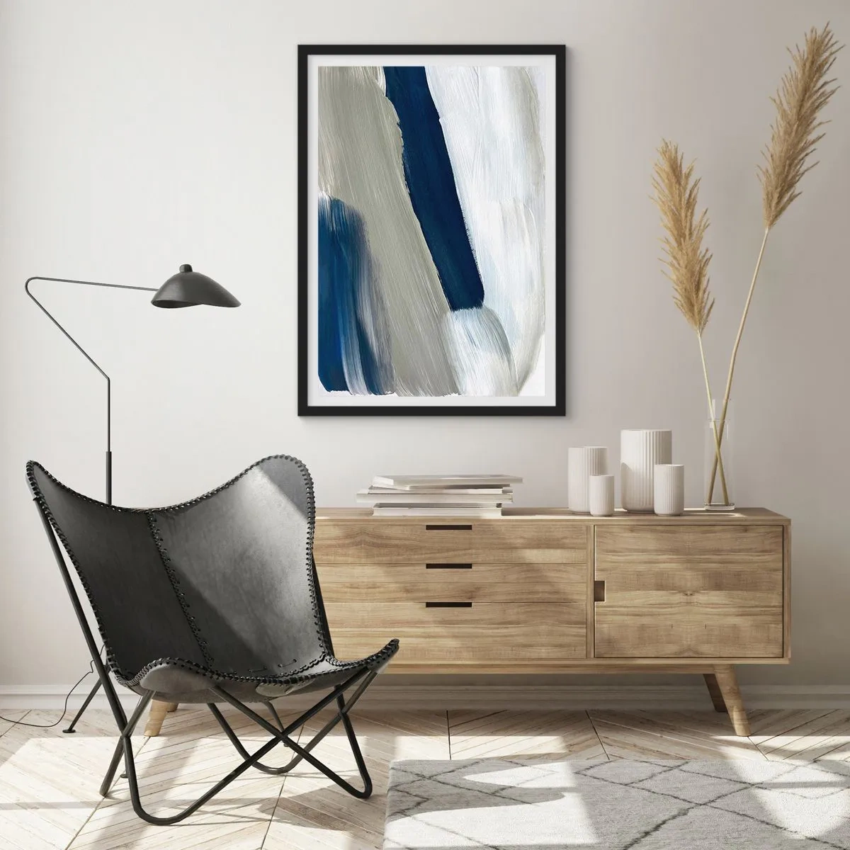 Poster în ramă neagră - Întâlnire cu albul - 61x91 cm