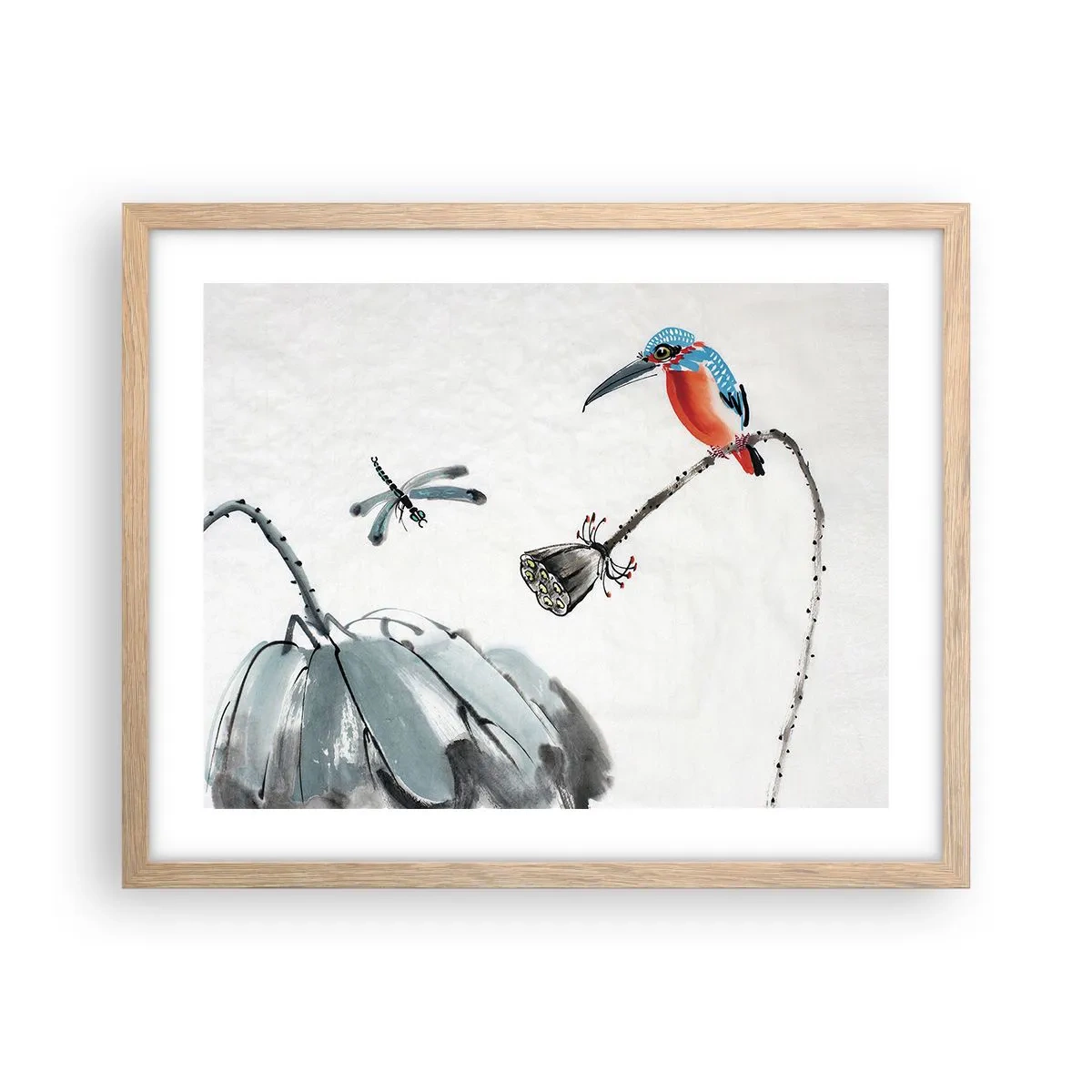 Poster în ramă de stejar deschis - Viața de pajiște - 50x40 cm