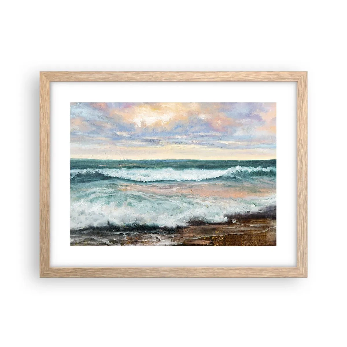 Poster în ramă de stejar deschis - Aici îți vei alina sufletul - 40x30 cm