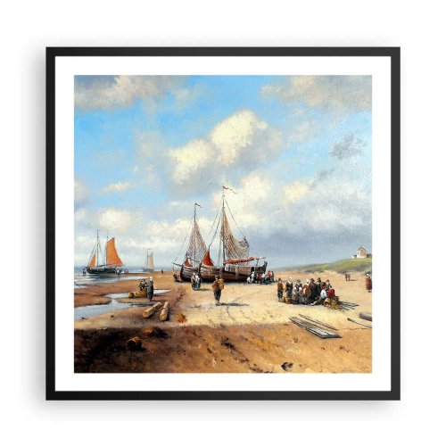 Poster în ramă neagră - Pescuit de succes - 60x60 cm