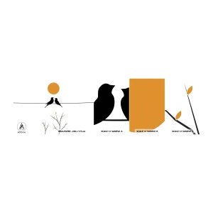 Mostră tapet autocolant Deluxe Sticker - Seară cu privighetori - Abstracția, Păsări, Grafică - 100x30 cm