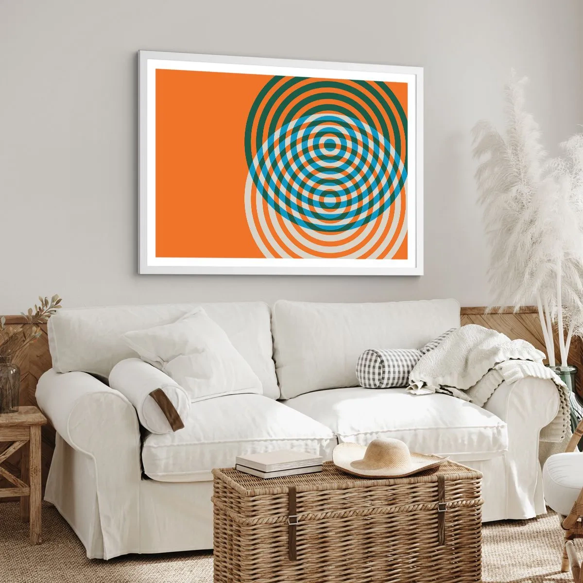 Poster în ramă albă - Variație circulară abstractă - 100x70 cm