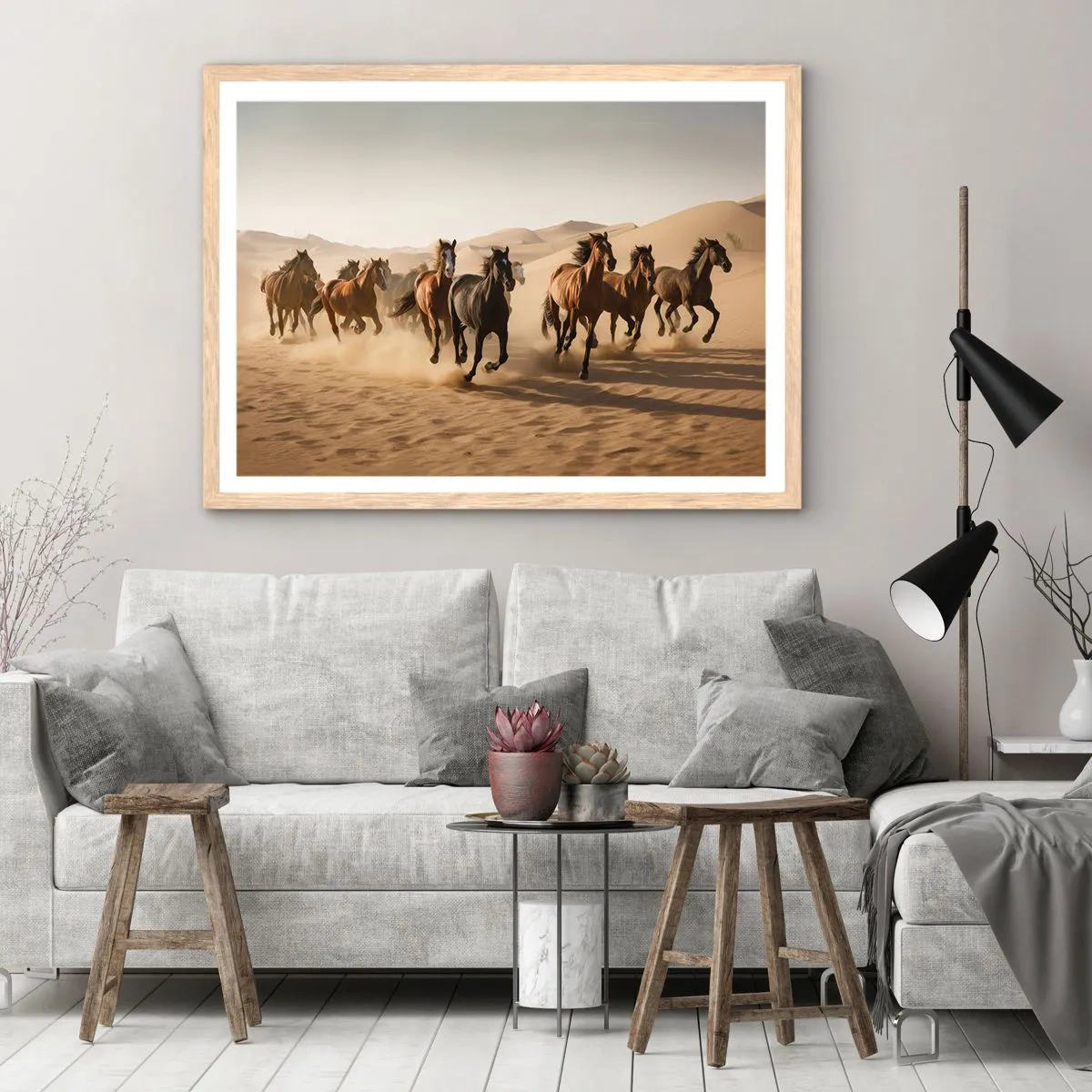 Poster în ramă de stejar deschis - Liberi ca vântul - 50x40 cm