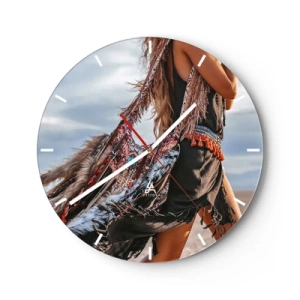 Ceas de perete - Ceas pe sticlă - Iubita șamanului - 40x40 cm