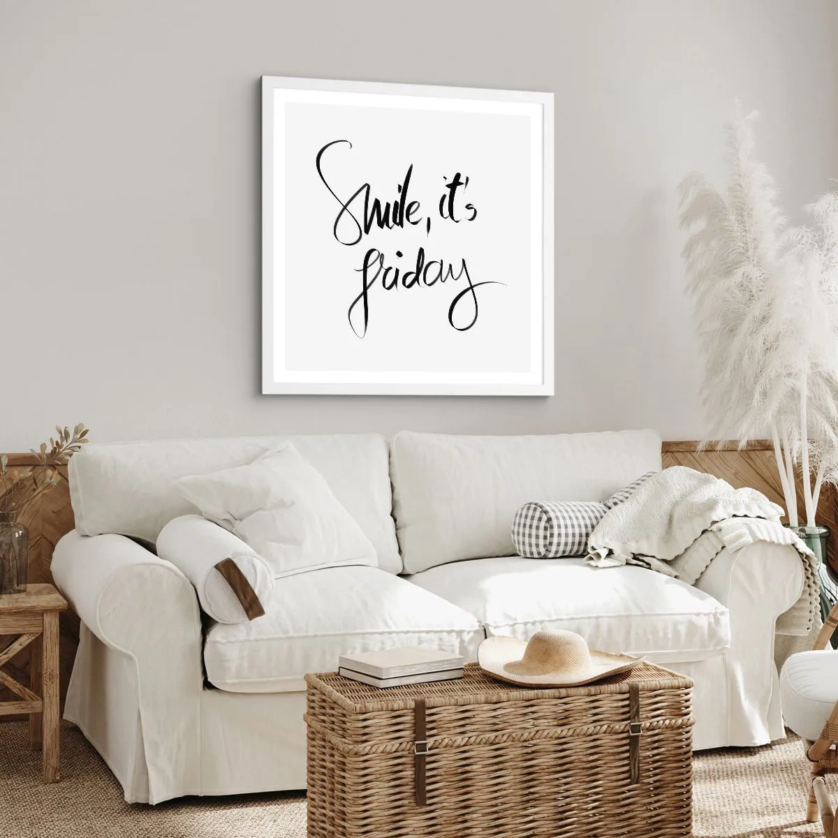 Poster în ramă albă - Bucurie adevărată - 30x30 cm