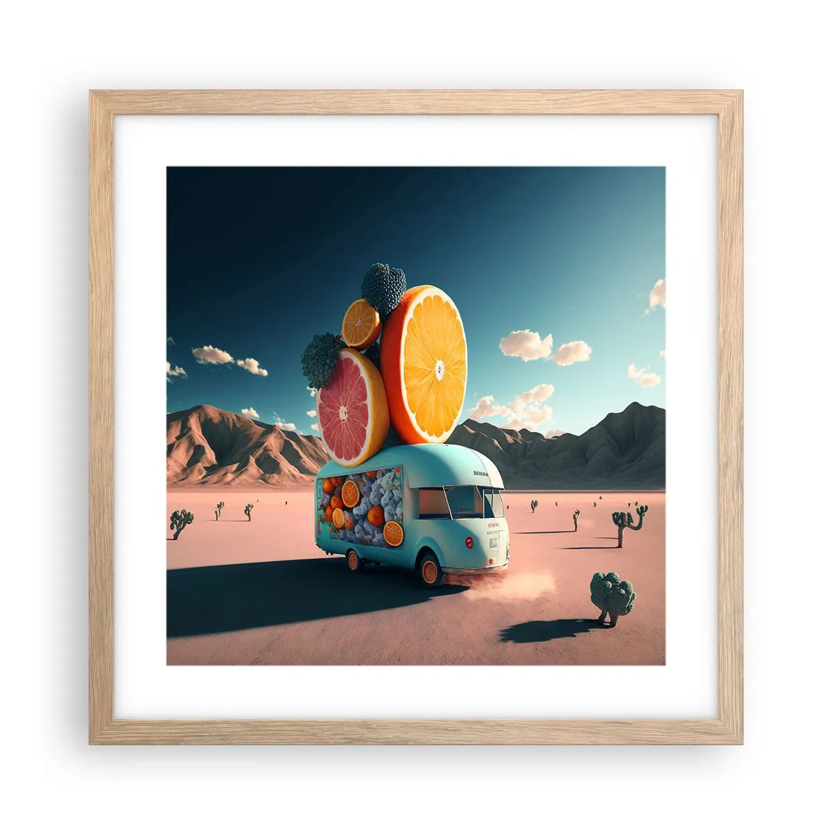 Poster în ramă de stejar deschis - Gustul vacanței - 40x40 cm