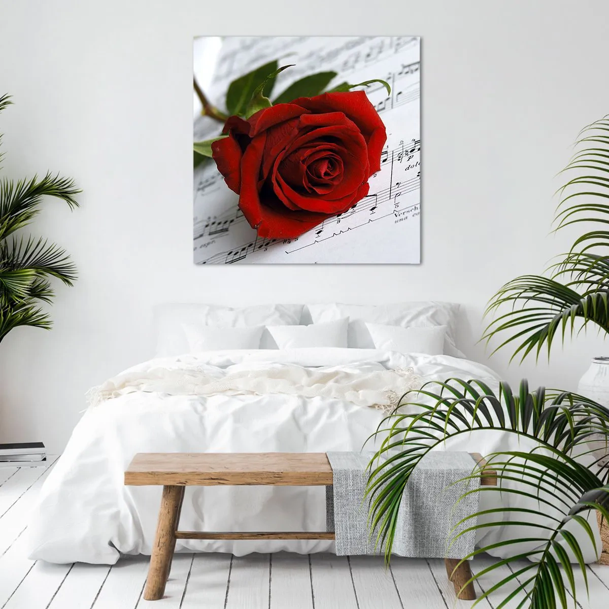 Tablou pe pânză - Muzica sentimentelor în stacojiu - 60x60 cm