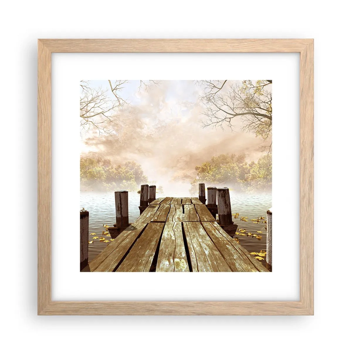 Poster în ramă de stejar deschis - Tristețea blândă a toamnei - 30x30 cm