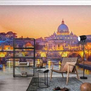 Tapet Premium Canvas - Amurg deasupra Orașului Etern - Oraș, Roma, Arhitectură - 300x210 cm