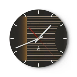 Ceas de perete - Ceas pe sticlă - O compoziție abstractă cu linii pe fundal negru care creează o senzație de profunzime. - 30x30cm - Explorați întunericul - Decorațiune modernă pentru perete pentru living, bucătărie și dormitor ARTTOR