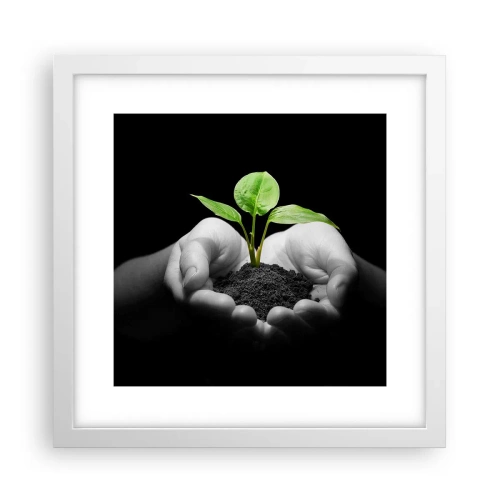 Poster în ramă albă - Iubesc natura, o protejez - 30x30 cm