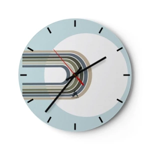 Ceas de perete - Ceas pe sticlă - Linii grafice în formă de magnet pe fundal albastru - 30x30cm - Atracție irezistibilă - Decorațiune modernă pentru perete pentru living, bucătărie și dormitor ARTTOR