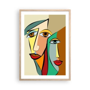 Poster în ramă de stejar deschis - Cuplu cubist - 50x70 cm