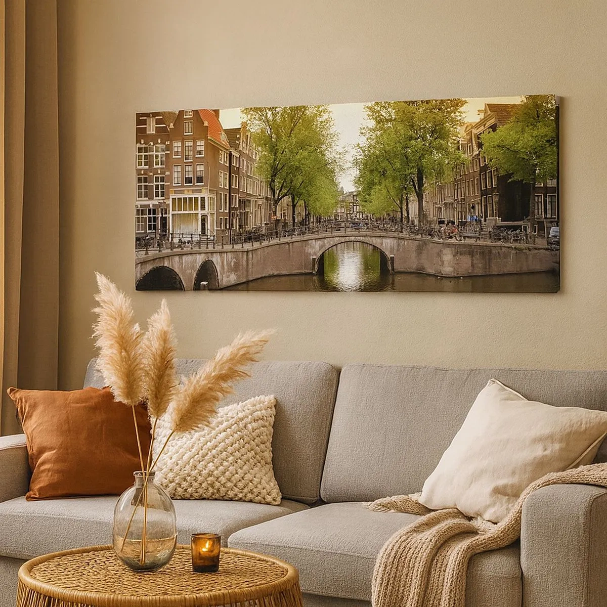 Tablou pe pânză - Cu barca sau cu bicicleta? - 100x40 cm