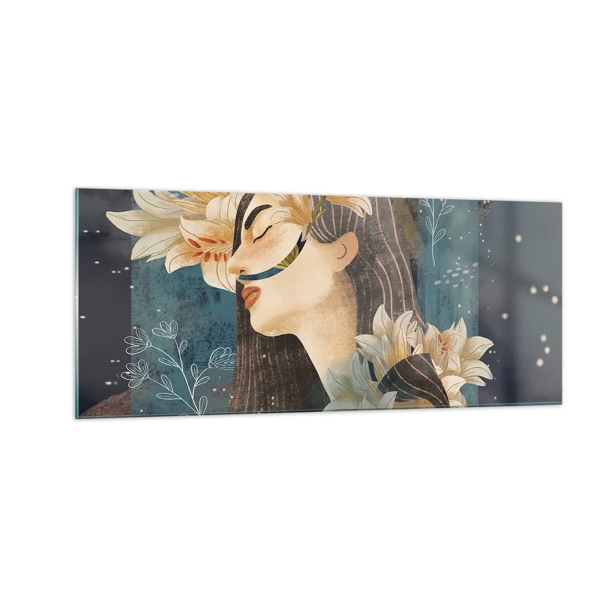 Tablou pe sticlă - Povestea prințesei cu crini - 100x40 cm