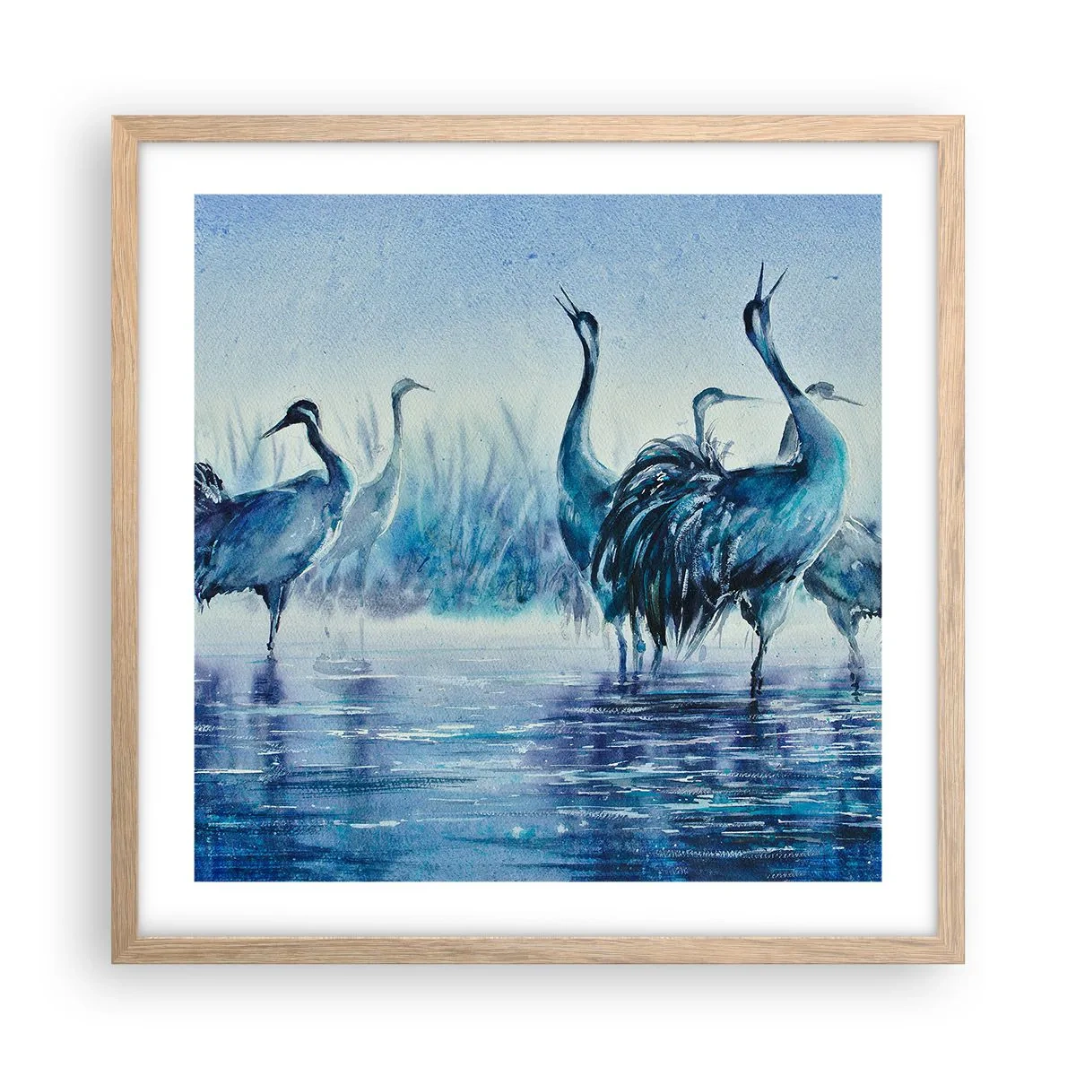 Poster în ramă de stejar deschis - Întâlnirea de dimineață - 50x50 cm