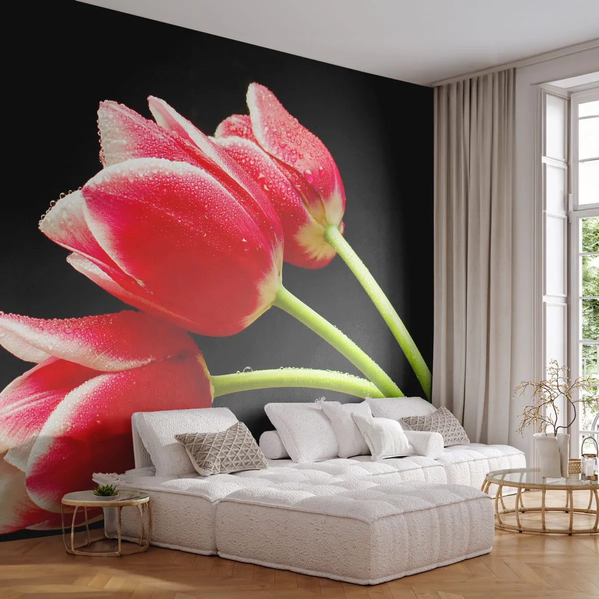 Tapet Premium Canvas - Promisiunea unei iubiri pure - Flori, Lalele, Natură - 250x175 cm