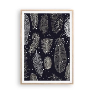 Poster în ramă de stejar deschis - Dantelă cu pene - 70x100 cm