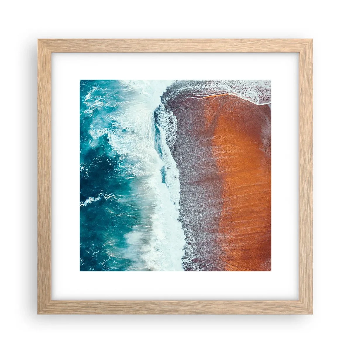 Poster în ramă de stejar deschis - Atingerea oceanului - 30x30 cm