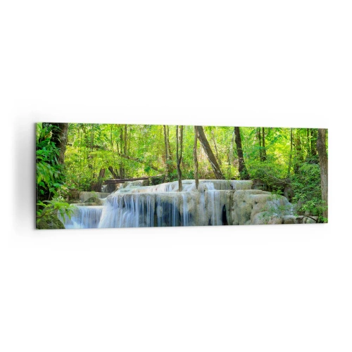 Tablou pe pânză - Scufundat în turcoaz și verde - 160x50 cm