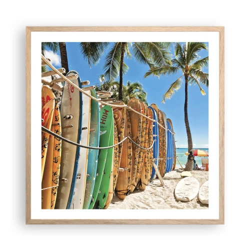 Poster în ramă de stejar deschis - Distracție însorită - 60x60 cm