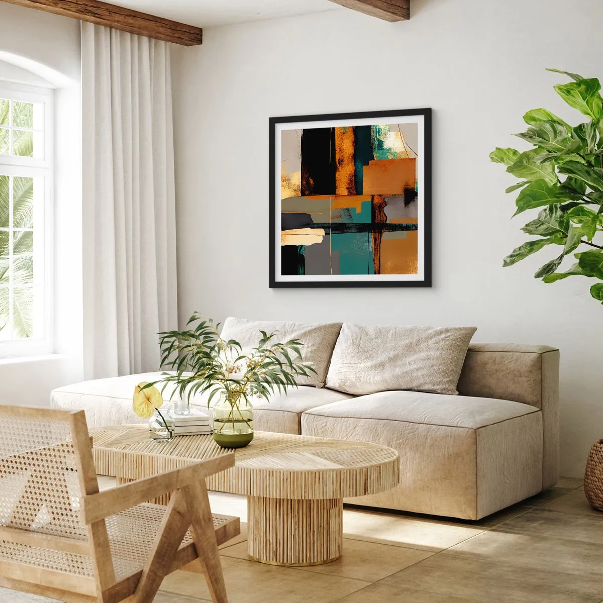 Poster în ramă neagră - Abstracția - lumină și umbră - 30x30 cm
