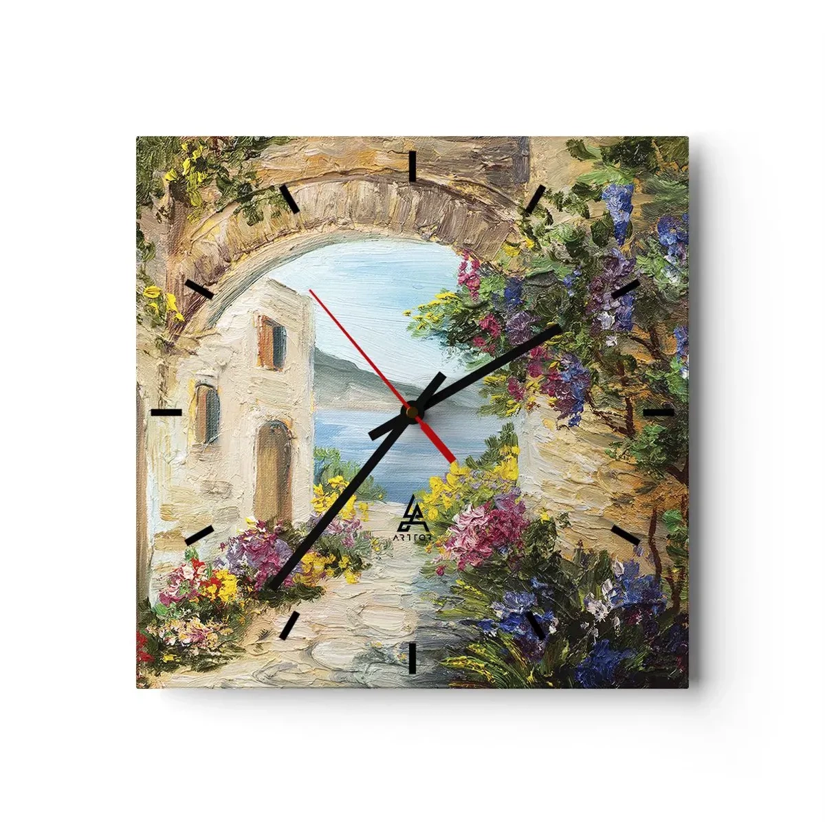 Ceas de perete - Ceas pe sticlă - Farmecul peisajului de coastă - 30x30 cm