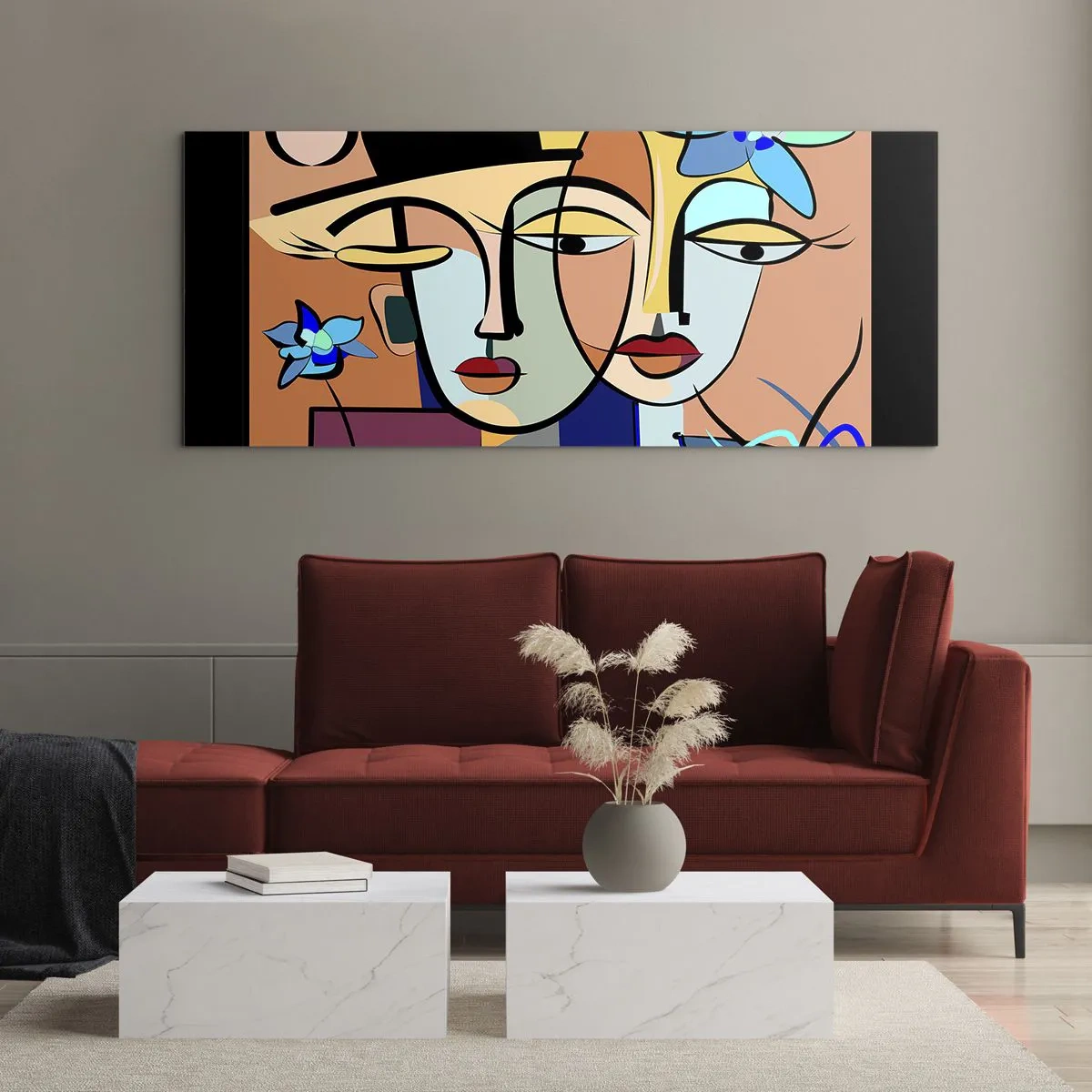 Tablou pe sticlă - Întâlnire cu Picasso - 100x40 cm