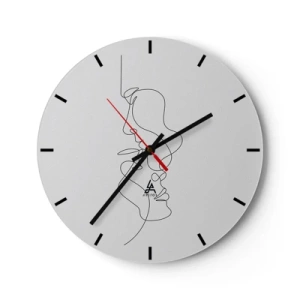 Ceas de perete - Ceas pe sticlă - Contururi minimaliste ale feței în linii negre pe fundal alb - 30x30cm - Dorință vorace - Decorațiune modernă pentru perete pentru living, bucătărie și dormitor ARTTOR